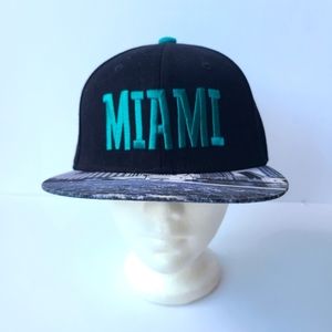 Miami Hat Brickell Ave Drawbridge Cap Flat Bill Black Blue Embroidered Snapback